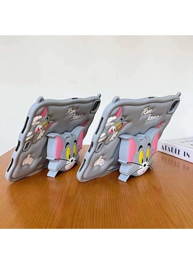 توم آند جيري غطاء حامل سيليكون ثلاثي الأبعاد من Fekra Cartoon لجهاز iPad Air 11 بوصة M2 2024/ iPad Air 5/4 الجيل  Funda Case (مع حبل) (Tom&Jerry) - Image 4